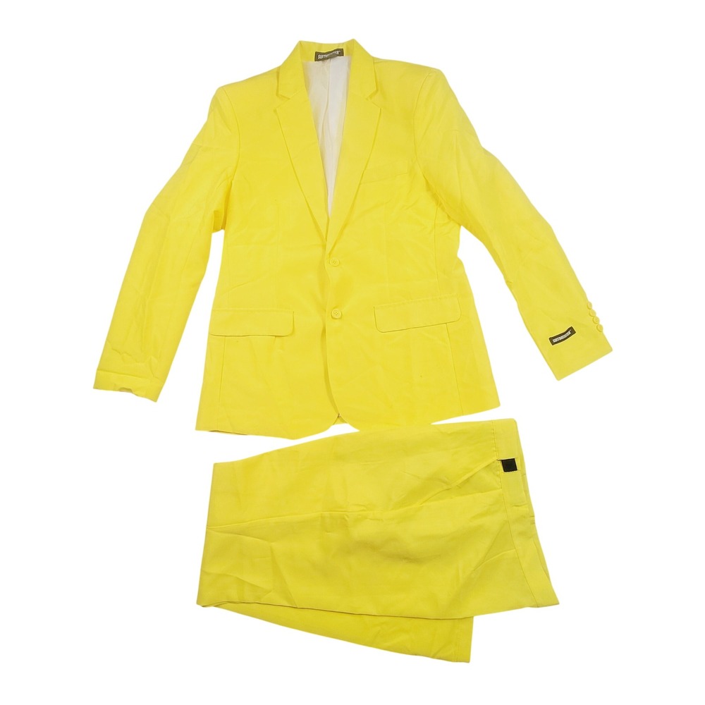 Suitmeister Mens Medium 38-40 Suit Set Yellow 2-Piece Costume Party Prom Blazer